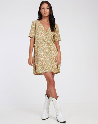Crosena Mini Dress in Washed Ditsy