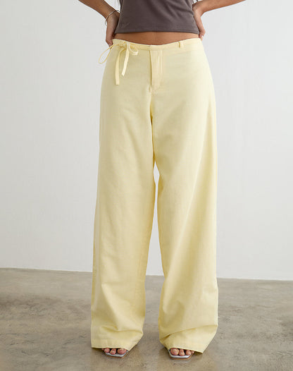 Curisa Trouser with Side Tie in Lemon
