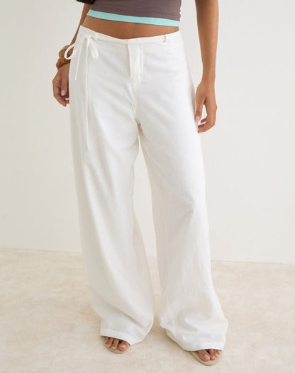 Curisa Trouser with Side Tie in Ivory