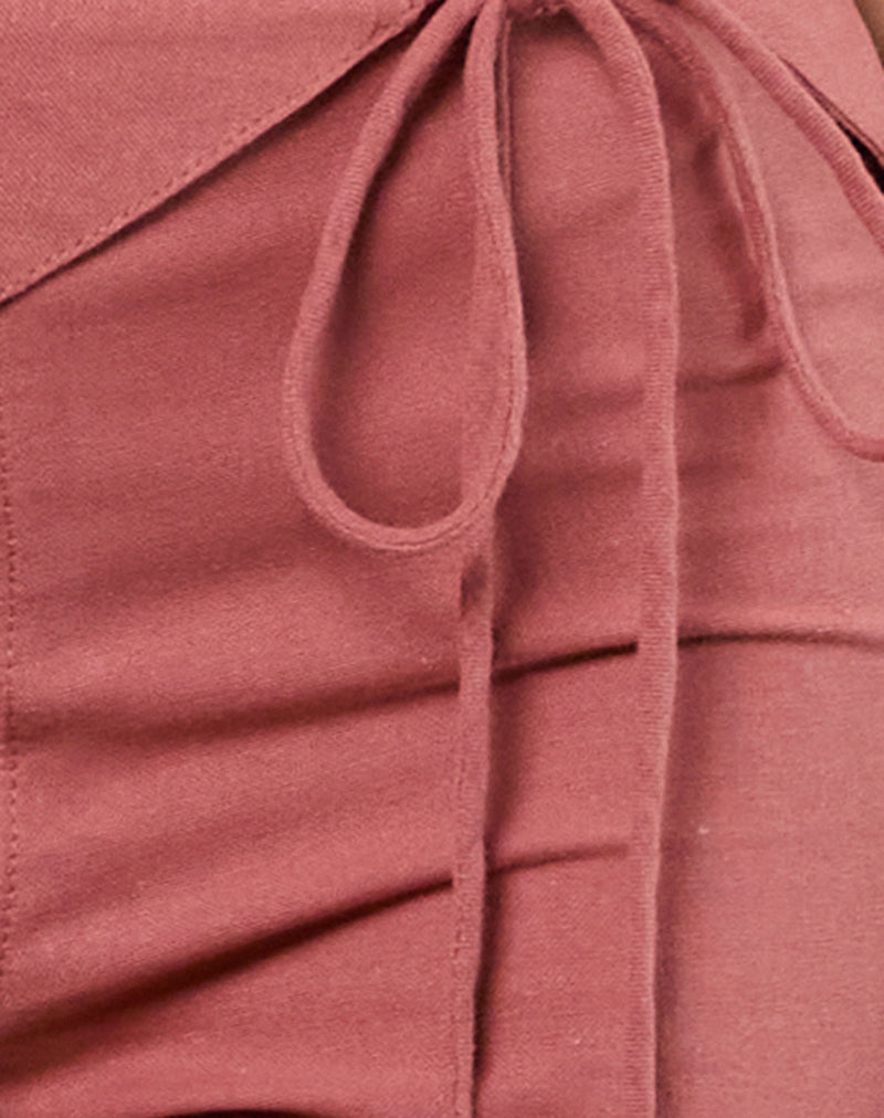 Cursa Trouser in Linen Tuscan Red with Belt