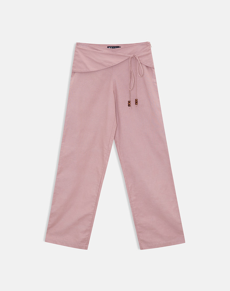 Cursa Trouser in Linen Dusty Rose with Belt
