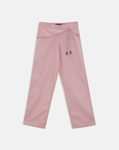 Cursa Trouser in Linen Dusty Rose with Belt