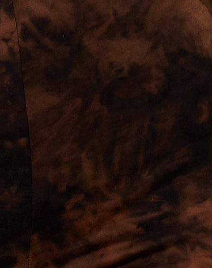 Cycle Short in Black and Rust Tie Dye