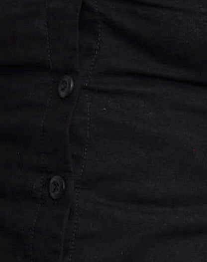 Cyna Button Through Vest Top in Black Linen