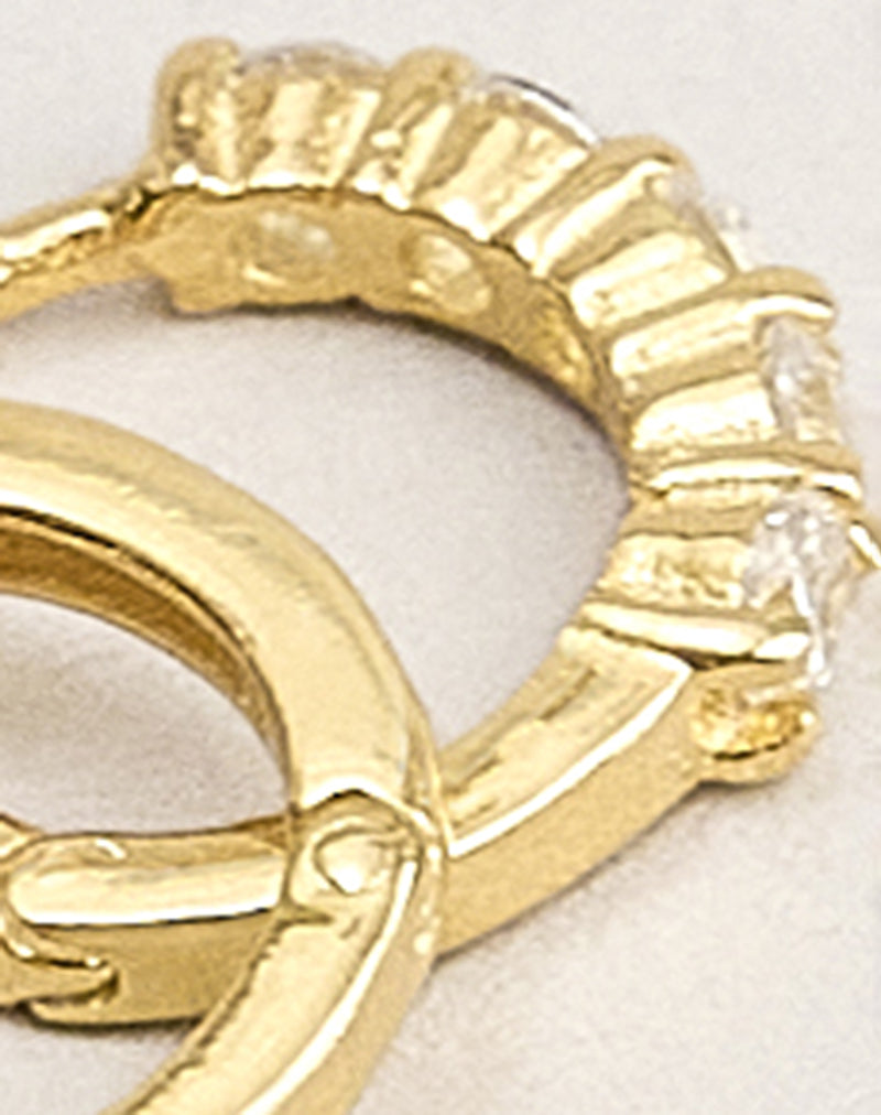 Cubic Zirconia Gold Plated Hinged Huggies Hoop Earrings