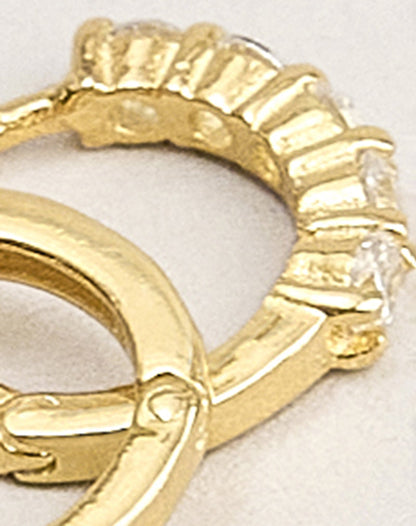 Cubic Zirconia Gold Plated Hinged Huggies Hoop Earrings