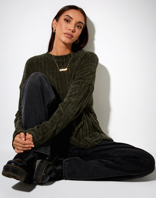 Dad Jumper in Chenille Khaki