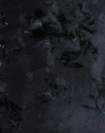 Daiki Halterneck Top in Leaf Velvet Dark Blue