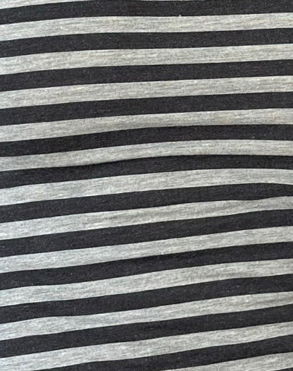 Dalene Asymmetric Long Sleeve Top in Grey and Black Stripe