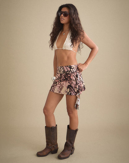 Dalita Mini Drape Skirt in Enchanted Brown
