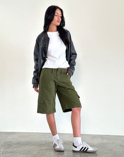 Dallas Longline Cargo Shorts in Dark Olive