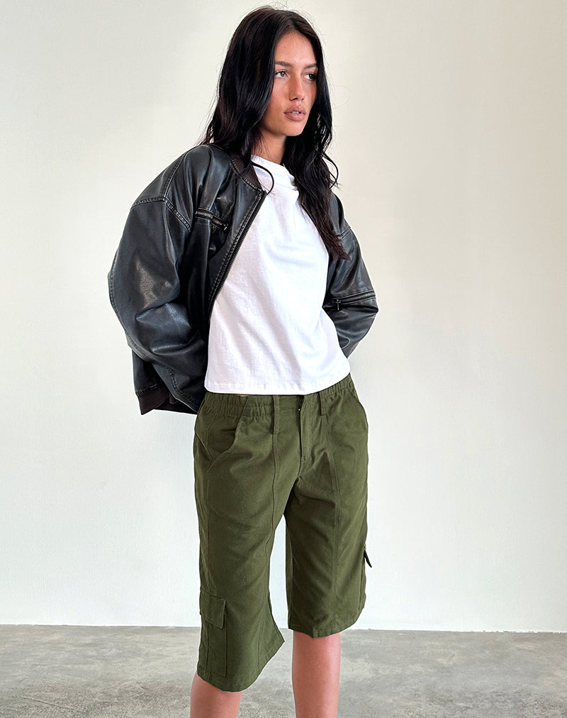 Dallas Longline Cargo Shorts in Dark Olive
