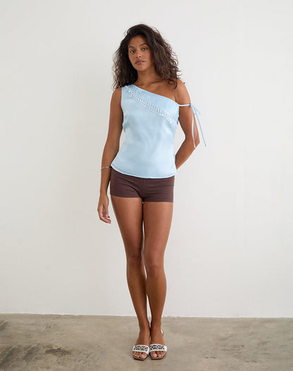 Dalvia Top in Satin Organza Light Blue