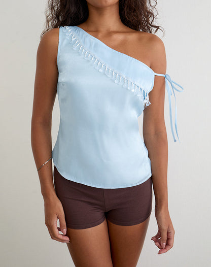 Dalvia Top in Satin Organza Light Blue