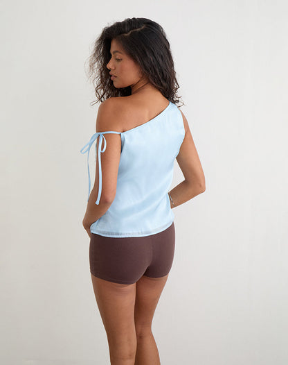 Dalvia Top in Satin Organza Light Blue