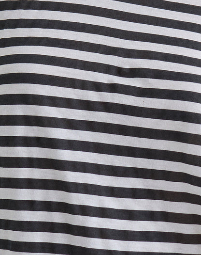 Daman Off Shoulder Basic Top in Ivory with Charcoal Stripe