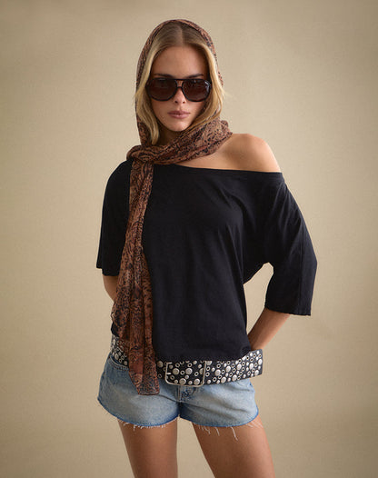 Daman Off-The-Shoulder Basic Top in Black