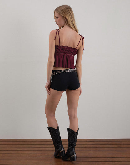 Damaris Cami Top in Wine with Studs