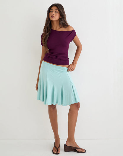 Danama One Shoulder Top in Rayon Jersey Fig