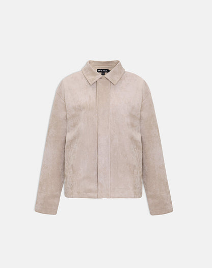 Dante Boxy Jacket in Faux Suede Tan
