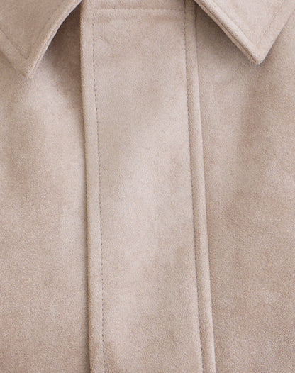 Dante Boxy Jacket in Faux Suede Tan