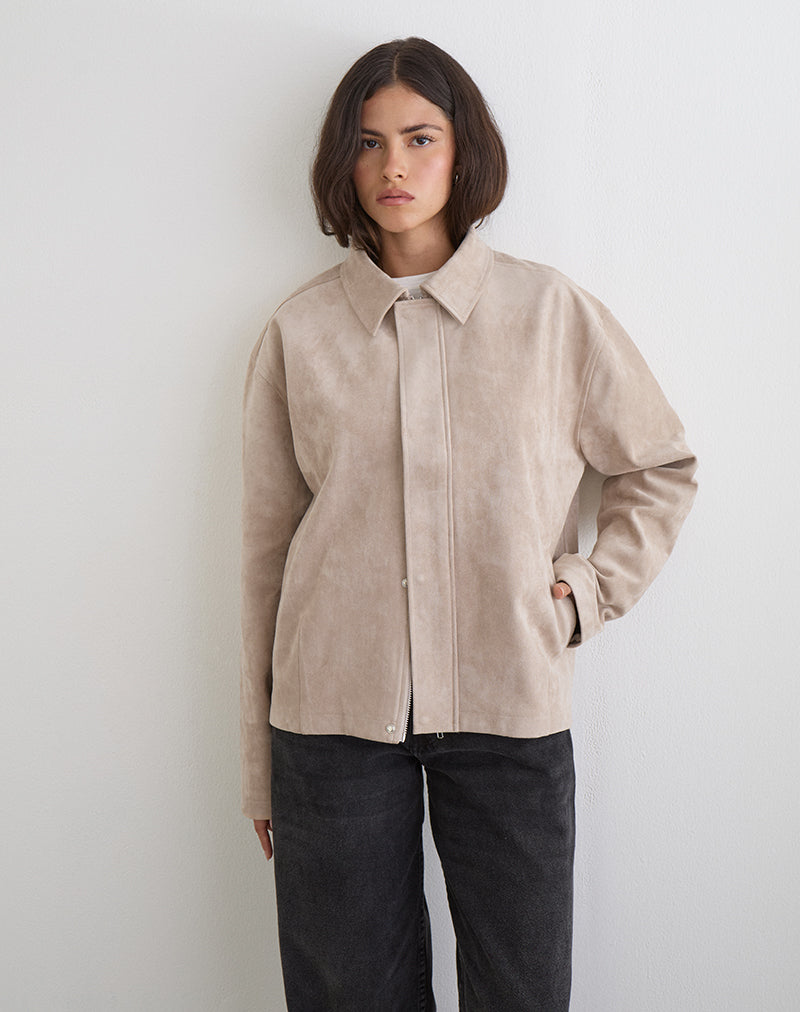 Dante Boxy Jacket in Faux Suede Tan