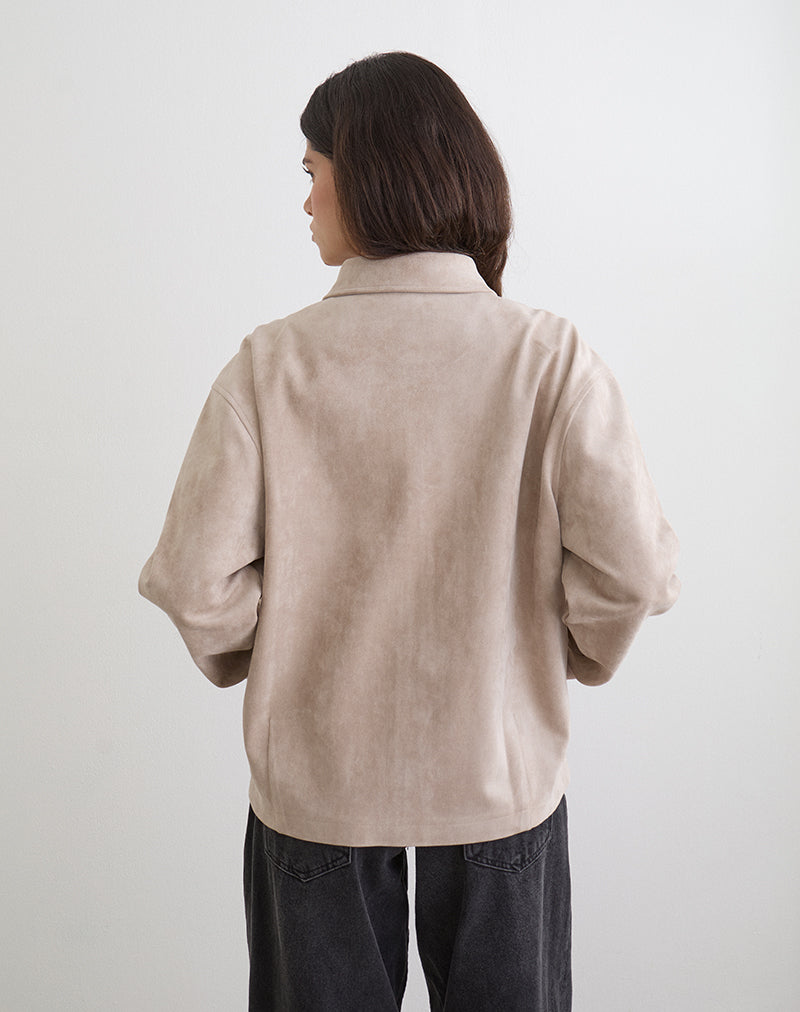 Dante Boxy Jacket in Faux Suede Tan