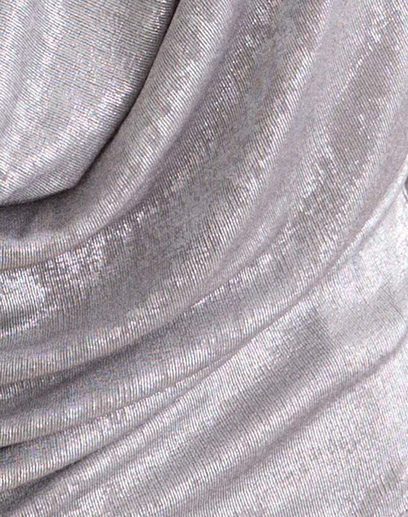 Danuja Cowl Top in Metallic Slinky Silver