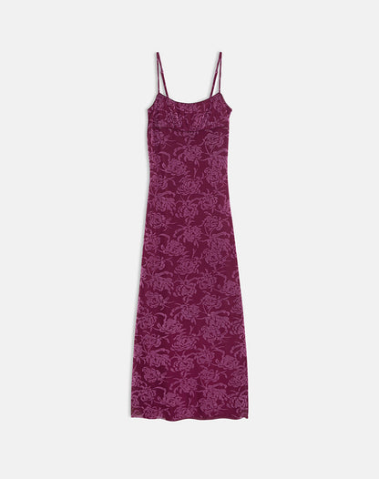 Darsih Maxi Dress in Flock Shadow Leaf Plum