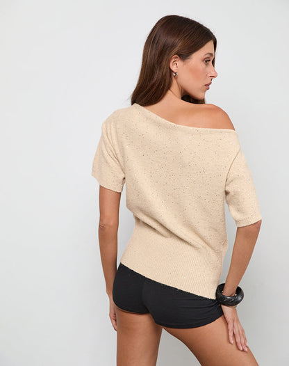 Darusa Top in Dispersed Sequin Gold