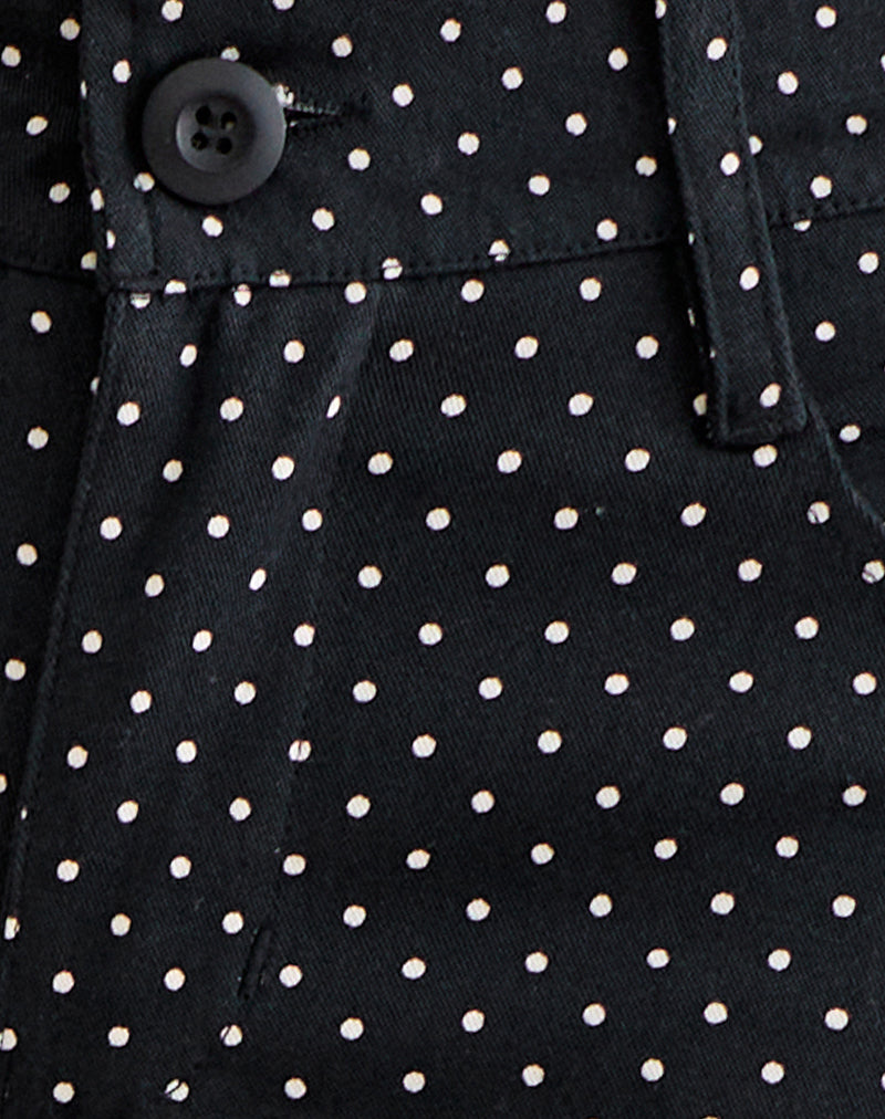 Dassah Capri Trouser in Black with Micro Polka White