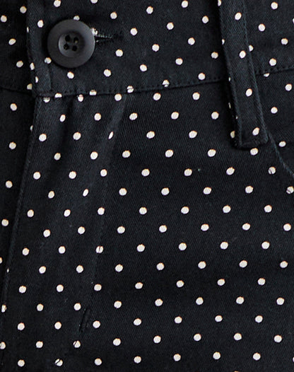 Dassah Capri Trouser in Black with Micro Polka White