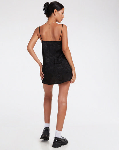 Datista Slip Dress in Satin Rose Black