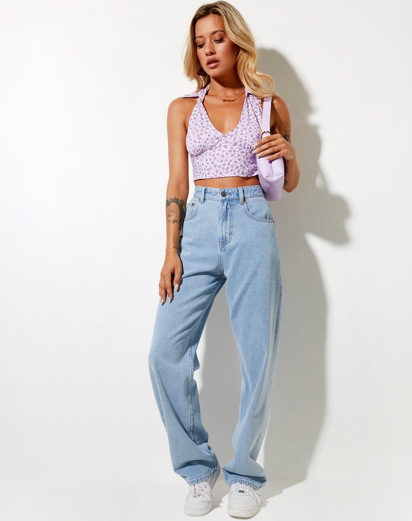 Datri Crop Top in Ditsy Rose Lilac