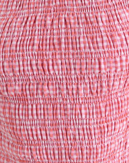 Deacon Shirred Top in Mini Gingham Peach
