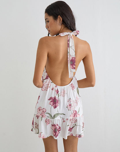 Deliana Mini Dress in Femme Floral White