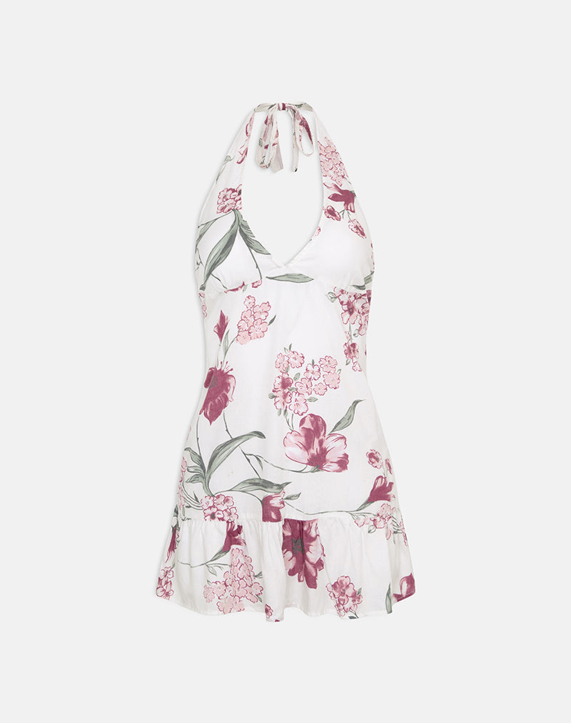 Deliana Mini Dress in Femme Floral White