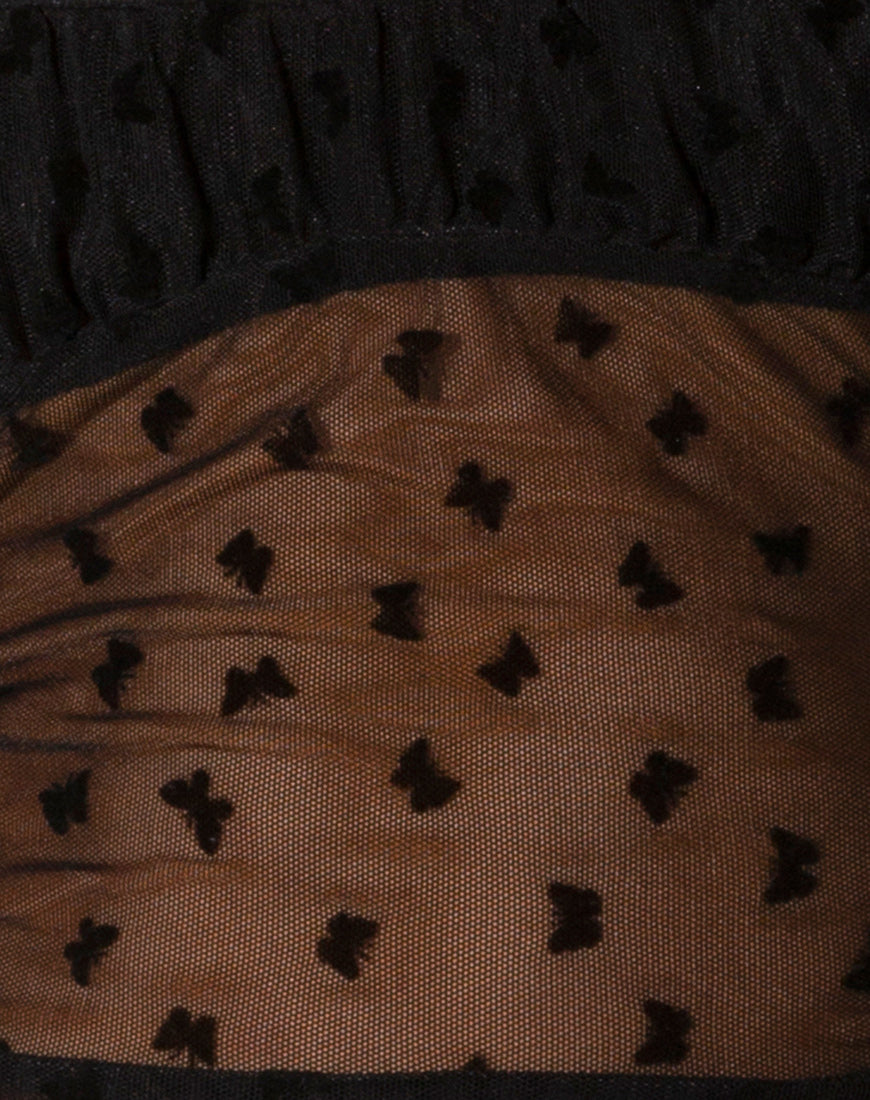Delora Crop Top in Black Flock Flutterby