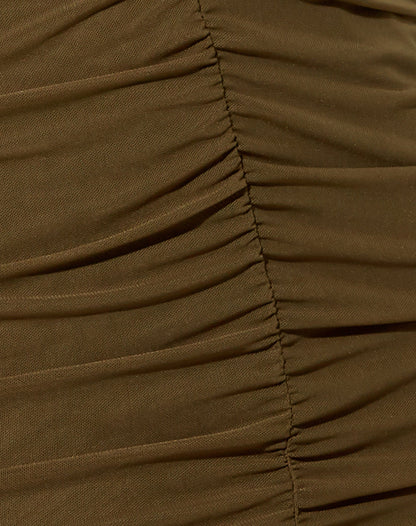 Denila Bodycon Dress in Mesh Khaki Green
