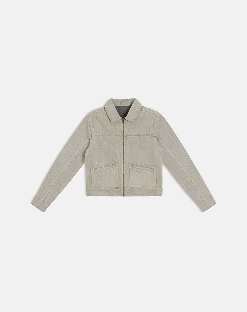 Denim Cinch Jacket in Oat