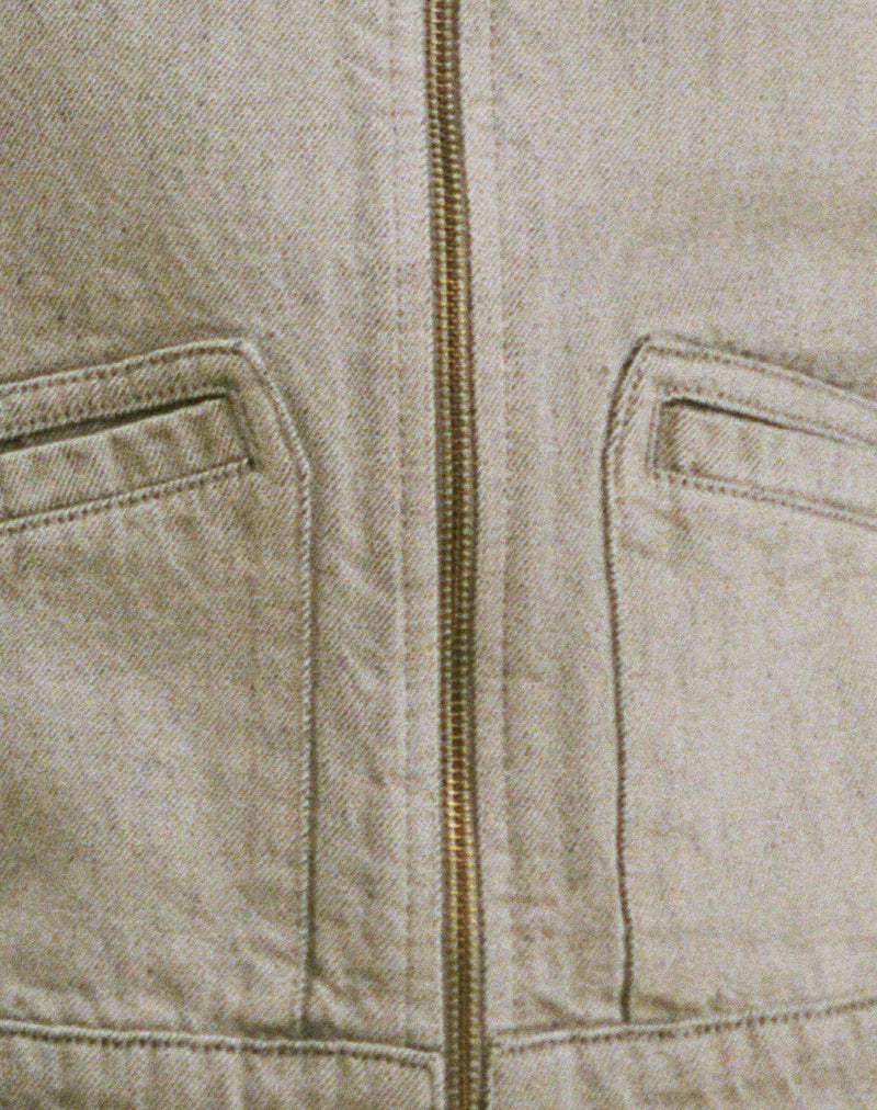 Denim Cinch Jacket in Oat