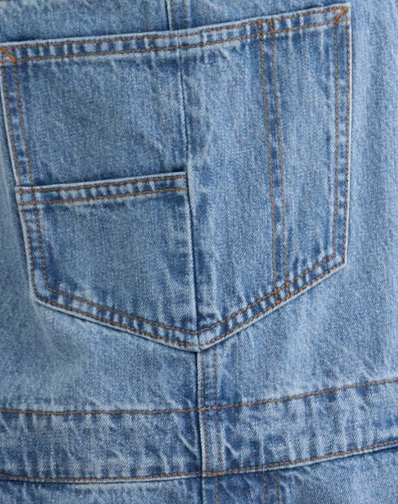 Denim Dungaree in Bright Blue Used
