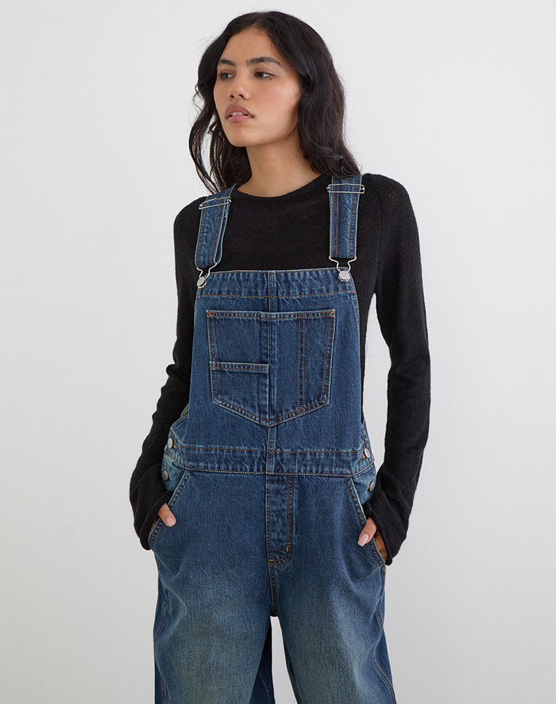 Denim Dungaree in Mid Blue Tint