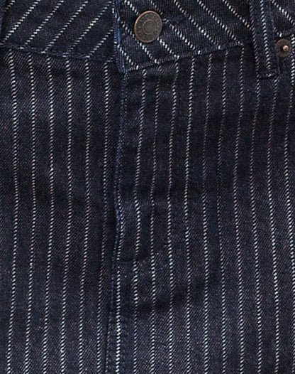 Denim Mini Skirt in Stripe Indigo