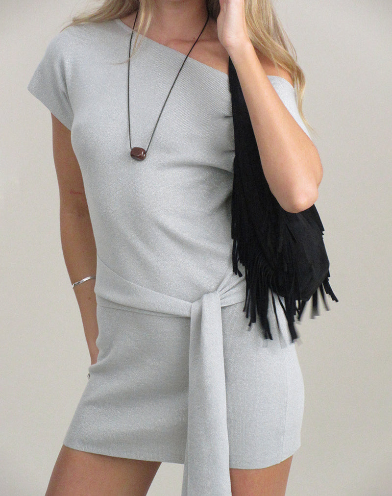 Derana Mini Dress in Silver Shimmer