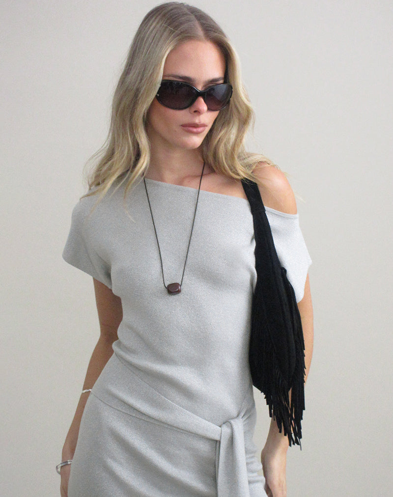 Derana Mini Dress in Silver Shimmer