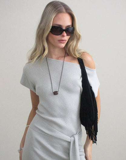 Derana Mini Dress in Silver Shimmer