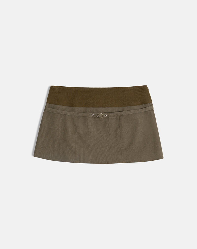 Desau Mini Skirt in Twill Khaki