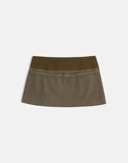 Desau Mini Skirt in Twill Khaki