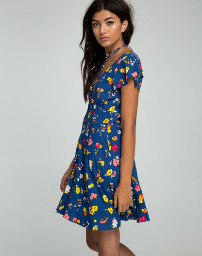 Devereux Babydoll Dress in Fleur Navy